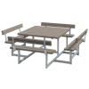 Plus Picnic Bord/bænkesæt Med 4 Ryglæn 224 Cm Gråbrun