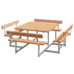 Plus Picnic Bord/bænkesæt Med 4 Ryglæn 224 Cm Lærk
