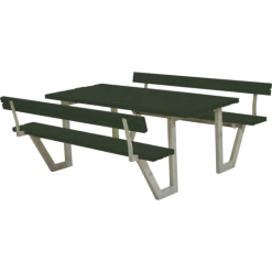 Plus Wega Bord/bænkesæt Med 2 Ryglæn 177 Cm Grøn