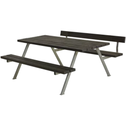 Plus Alpha Bord- Og Bænkesæt Med 1 Ryglæn Retextil Sort