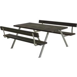 Plus Alpha Bord- Og Bænkesæt Med 2 Ryglæn Retextil Sort