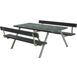 Plus Alpha Bord- Og Bænkesæt Med 2 Ryglæn Retextil Grå