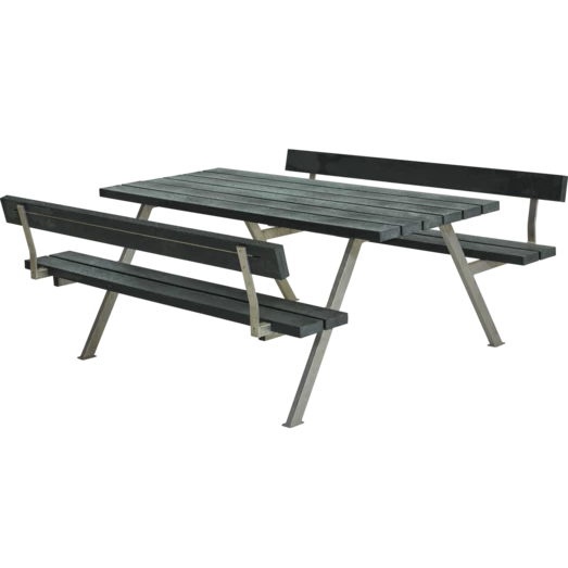 Plus Alpha Bord- Og Bænkesæt Med 2 Ryglæn Retextil Grå