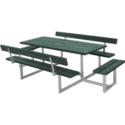 Plus Basic Bord/bænkesæt Med 2 Ryglæn Og Påbygninger 260 Cm Retextil Grøn