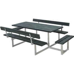 Plus Basic Bord/bænkesæt Med 2 Ryglæn Og Påbygninger 260 Cm Retextil Grå