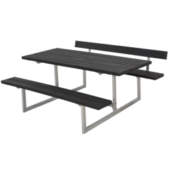 Plus Basic Bord/bænkesæt Med 1 Ryglæn 177 Cm Retextil Sort