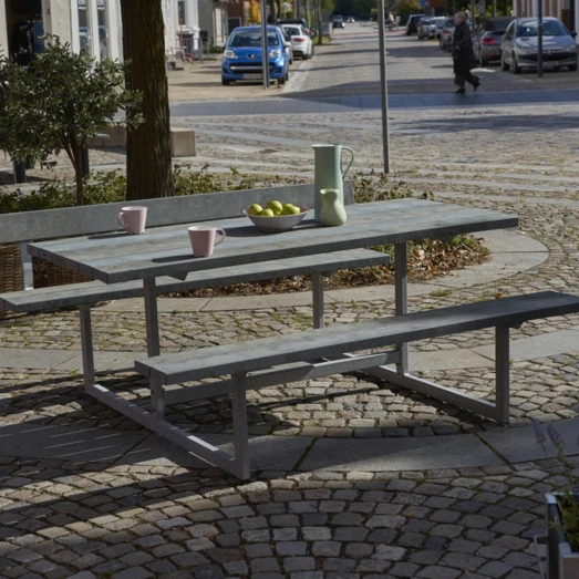 Plus Basic Bord/bænkesæt Med 1 Ryglæn 177 Cm Retextil Grå - Billede 3