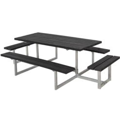 Plus Basic Bord/bænkesæt Med 2 Påbygninger 260 Cm Retextil Sort