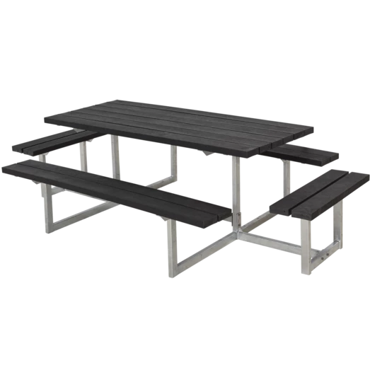 Plus Basic Bord/bænkesæt Med 2 Påbygninger 260 Cm Retextil Sort