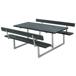 Plus Basic Bord/bænkesæt Med 2 Ryglæn 177 Cm Retextil Grå