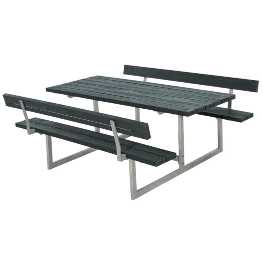 Plus Basic Bord/bænkesæt Med 2 Ryglæn 177 Cm Retextil Grå