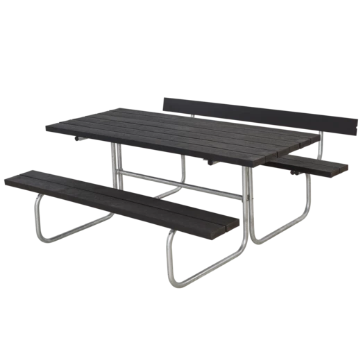 Plus Classic Bord/bænkesæt Med 1 Ryglæn 177 Cm Retextil Sort