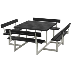 Plus Picnic Bord/bænkesæt Med 4 Ryglæn 224 Cm Retextil Sort