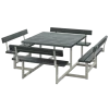 Plus Picnic Bord/bænkesæt Med 4 Ryglæn 224 Cm Retextil Grå