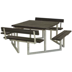 Plus Twist Bord/bænkesæt Med 2 Ryglæn 204 Cm Retextil Sort