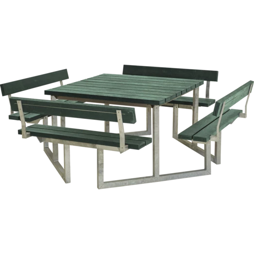 Plus Twist Bord/bænkesæt Med 4 Ryglæn 227 Cm Retextil Grøn