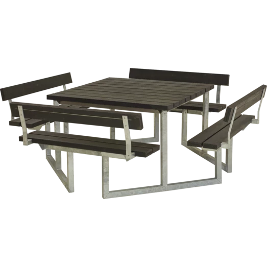 Plus Twist Bord/bænkesæt Med 4 Ryglæn 227 Cm Retextil Sort