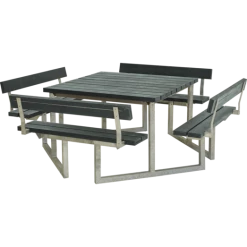 Plus Twist Bord/bænkesæt Med 4 Ryglæn 227 Cm Retextil Grå