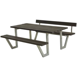 Plus Wega Bord/bænkesæt Med 1 Ryglæn 177 Cm Retextil Sort
