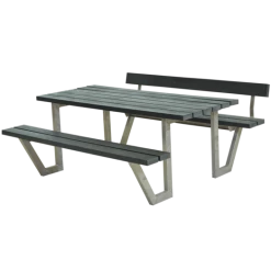 Plus Wega Bord/bænkesæt Med 1 Ryglæn 177 Cm Retextil Grå