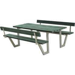 Plus Wega Bord/bænkesæt Med 2 Ryglæn 177 Cm Retextil Grøn