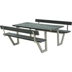 Plus Wega Bord/bænkesæt Med 2 Ryglæn 177 Cm Retextil Grå